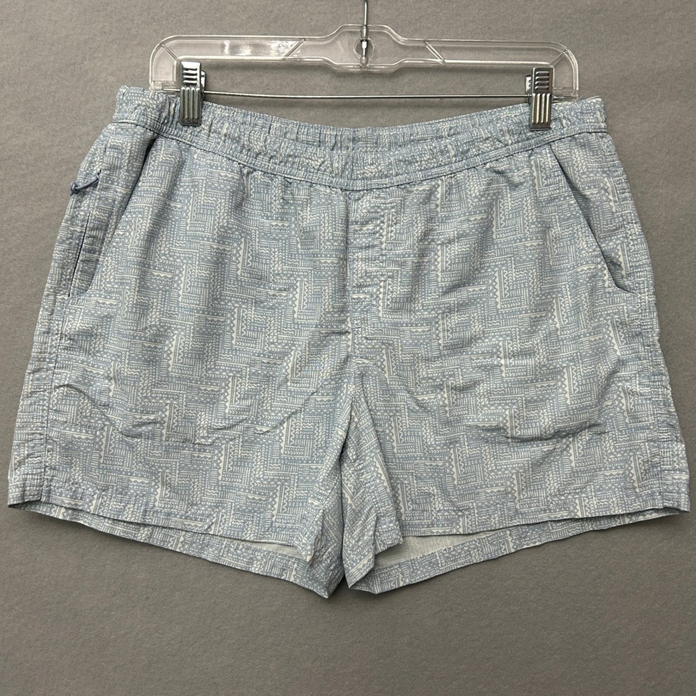 L.L. Bean Women M Board Shorts Blue Aztec Tribal Print Swim Active Beachy